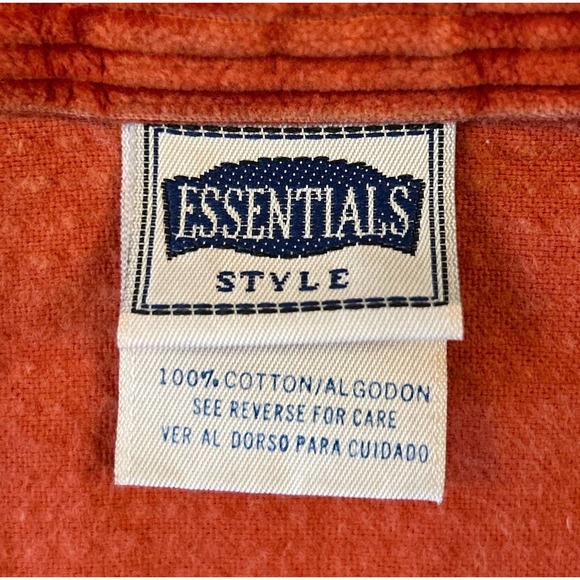 Essentials Style Sze Large Oversized Thick Corduroy Shacket Snap Buttons Orange - Picture 5 of 6